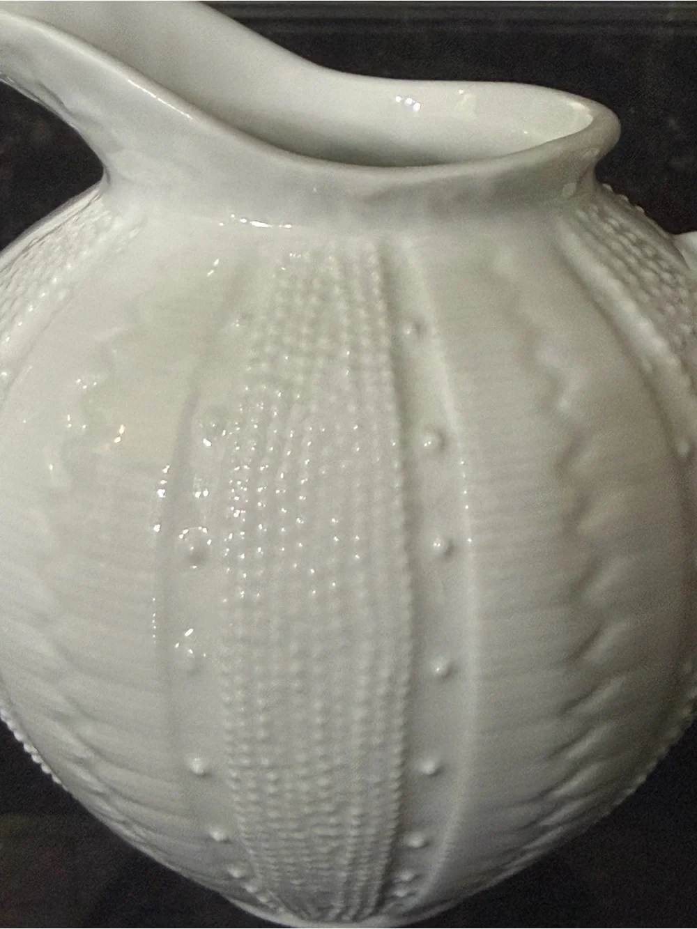 Paris Royal Sea Urchin Coral White Porcelain Short 5” Pitcher / Vase